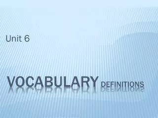 Vocabulary Definitions