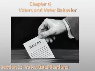 Chapter 6 Voters and Voter Behavior Section 2: Voter Qualifications