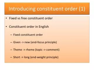 Introducing constituent order (1)