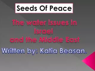 The water issues in Israel and the Middle East