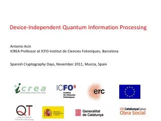 Spanish Cryptography Days , November 2011 , Murcia, Spain