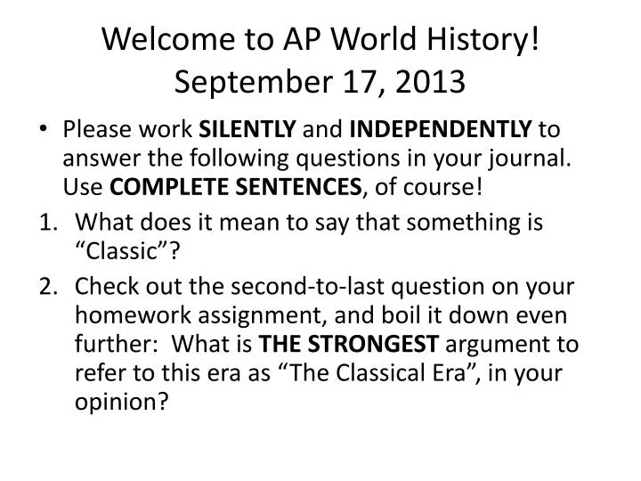 welcome to ap world history september 17 2013