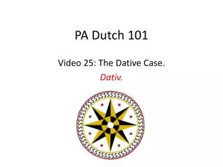 PA Dutch 101