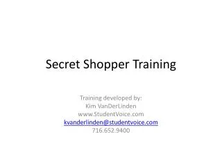 Secret Shopper Training