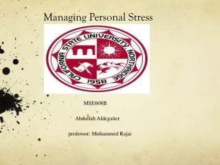 Managing Personal Stress