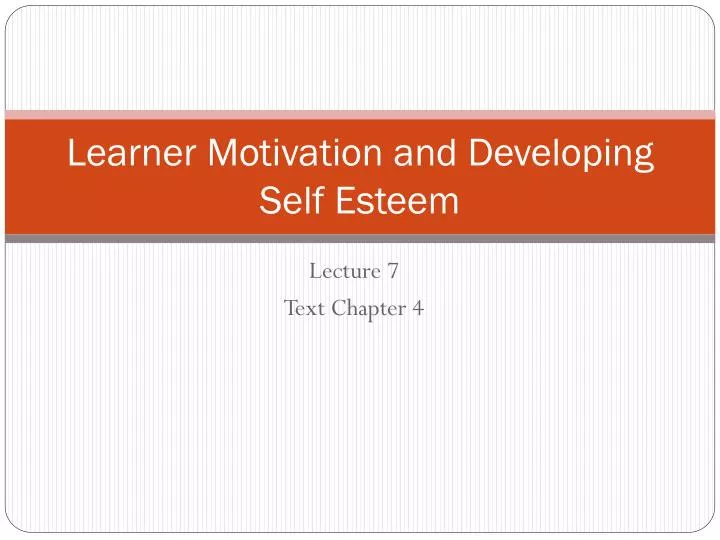 learner motivation and developing self esteem