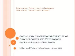 Social and Professional Identity of Psychologists and Psychology