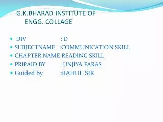 G.K.BHARAD INSTITUTE OF ENGG. COLLAGE