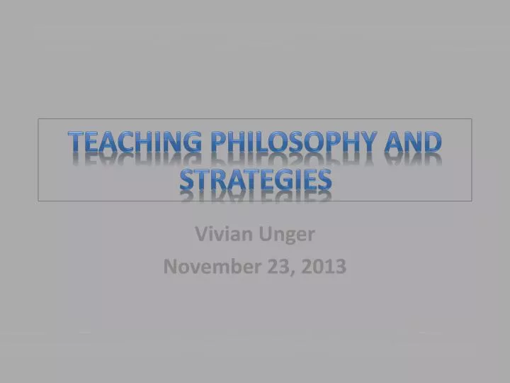 teaching philosophy and strategies