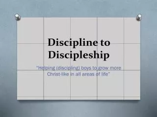 Discipline to Discipleship