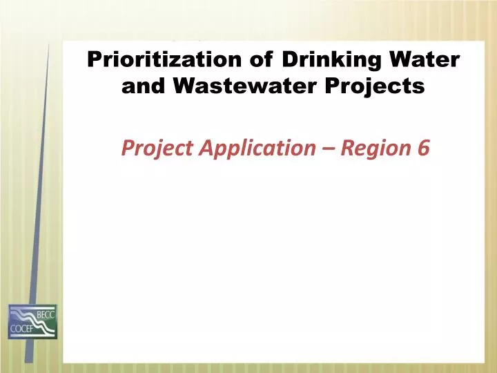 prioritization of drinking water and wastewater projects