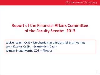 Report of the Financial Affairs Committee of the Faculty Senate: 2013