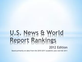 U.S. News &amp; World Report Rankings
