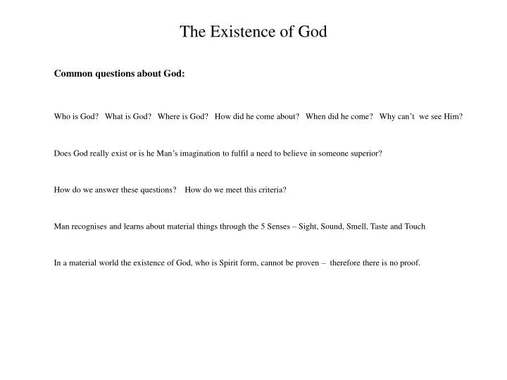 the existence of god