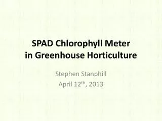 SPAD Chlorophyll Meter in Greenhouse Horticulture