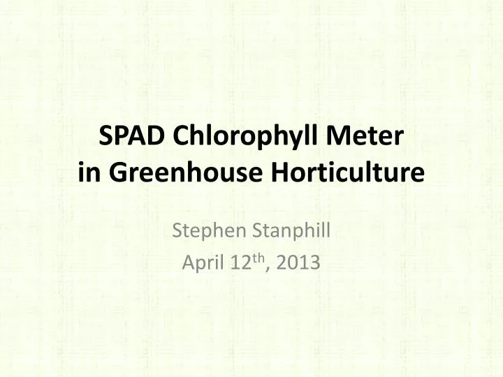 spad chlorophyll meter in greenhouse horticulture