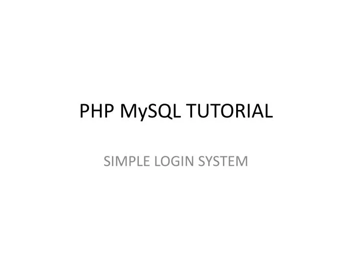 php mysql tutorial