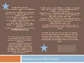 Welcome to the MRCA Family!
