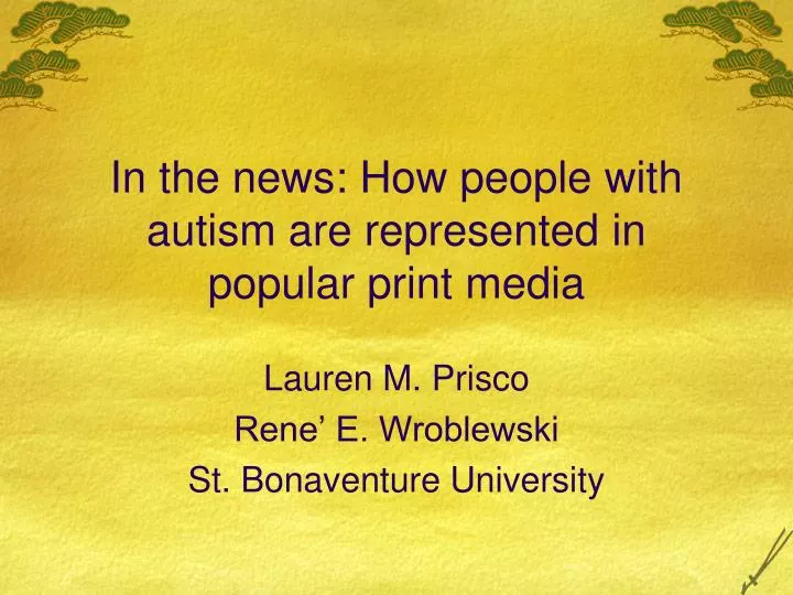 in the news how people with autism are represented in popular print media