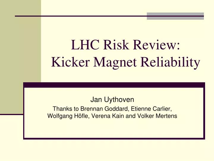 lhc risk review kicker magnet reliability