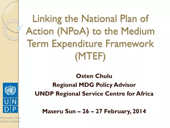 linking the national plan of action npoa to the medium term expenditure framework mtef