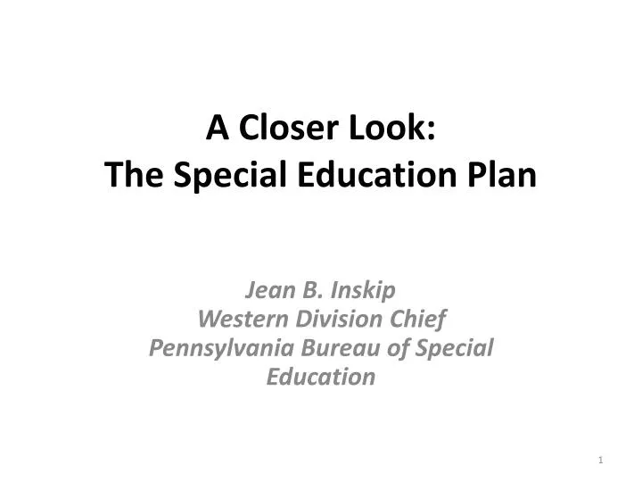 a closer look the special education plan