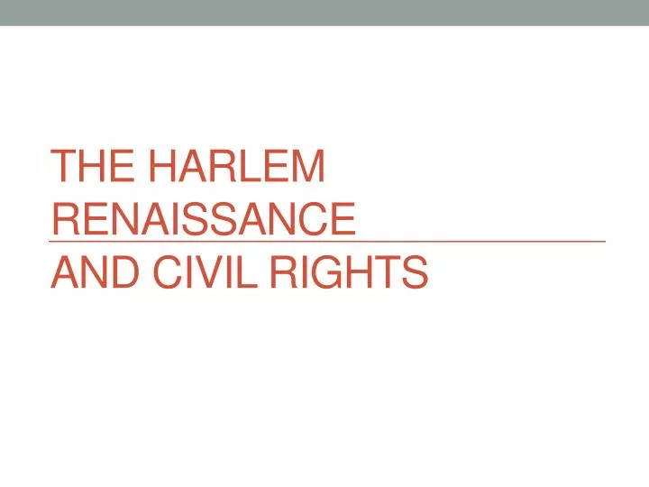 the harlem renaissance and civil rights