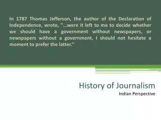 History of Journalism Indian Perspective