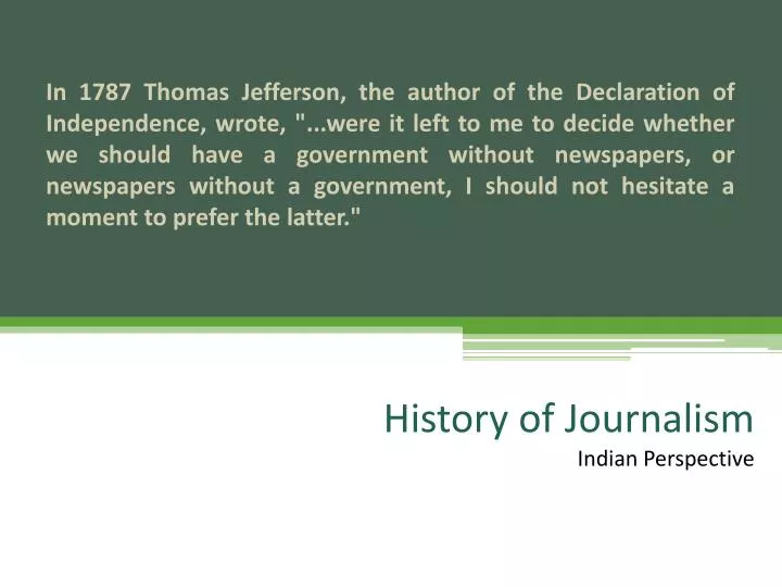 history of journalism indian perspective