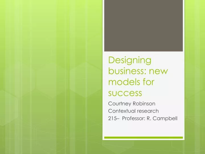 designing business new models for success
