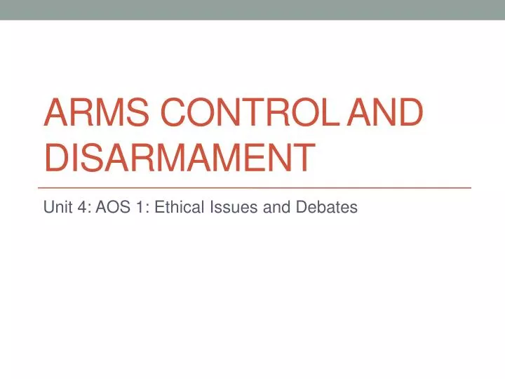 arms control and disarmament