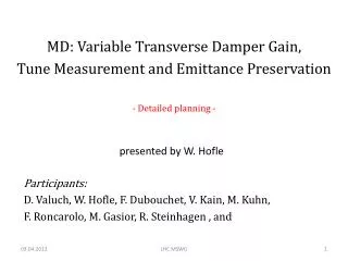 MD: Variable Transverse Damper Gain, Tune Measurement and Emittance Preservation