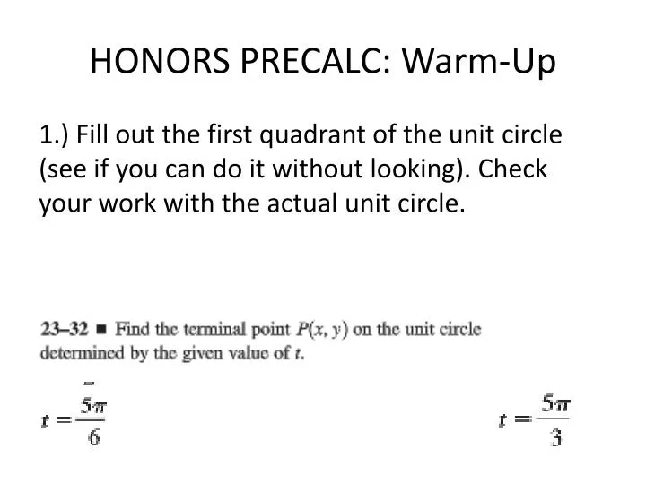 honors precalc warm up