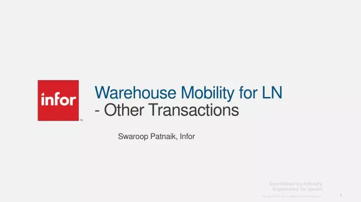 warehouse mobility for ln other transactions