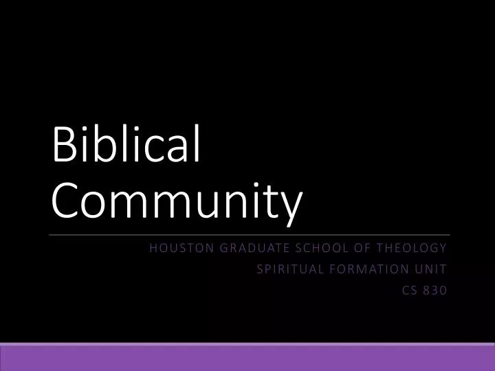 biblical community