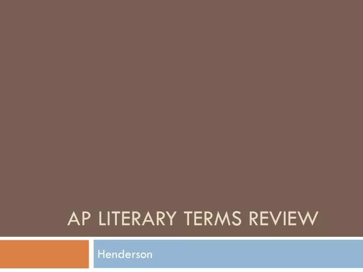 ap literary terms review