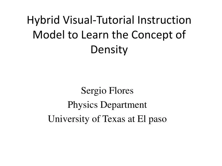 hybrid visual tutorial instruction model to learn the concept of density