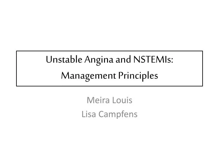unstable angina and nstemis management principles