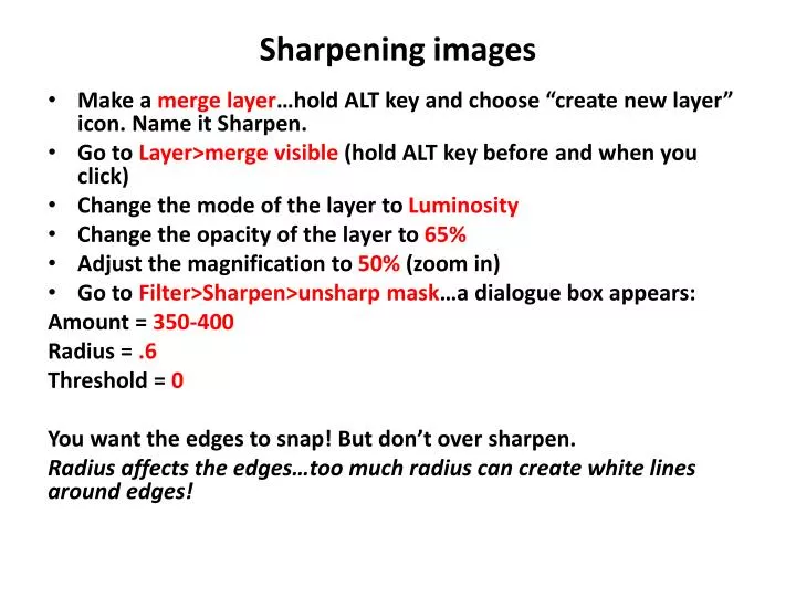 sharpening images