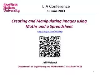 Creating and Manipulating Images using Maths and a Spreadsheet