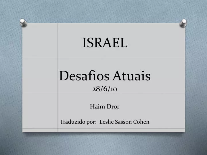 israel desafios atuais 28 6 10 haim dror traduzido por leslie sasson cohen