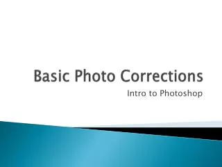 Basic Photo Corrections