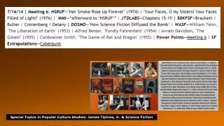 Special Topics in Popular Culture Studies : James Tiptree , Jr. &amp; Science Fiction