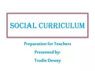 Social Curriculum