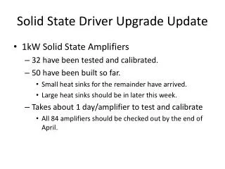 Solid State Driver Upgrade Update