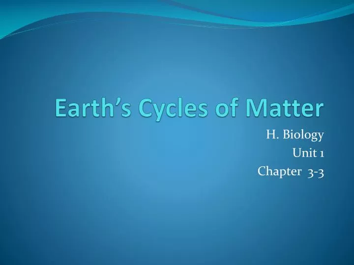 earth s cycles of matter