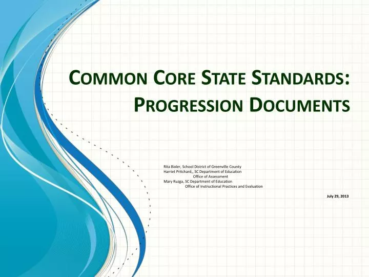 common core state standards progression documents