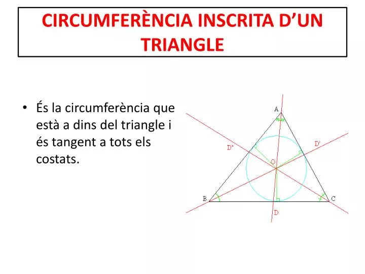 circumfer ncia inscrita d un triangle