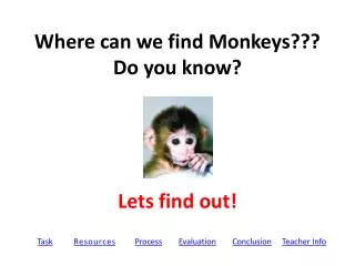 Where can we find Monkeys??? Do you know?