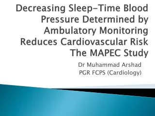 Dr Muhammad Arshad PGR FCPS (Cardiology)